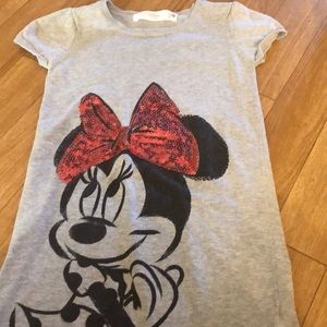 Disney Gray Minnie Mouse Dress with Red Bow